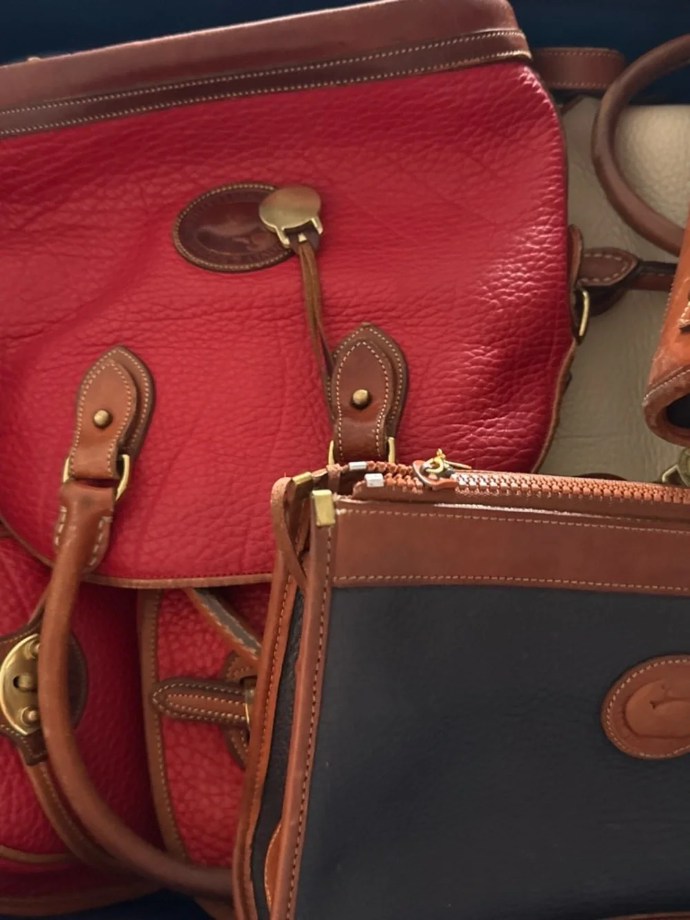 Dooney & Bourke Two-Tone Tan and Cream Leather Tote